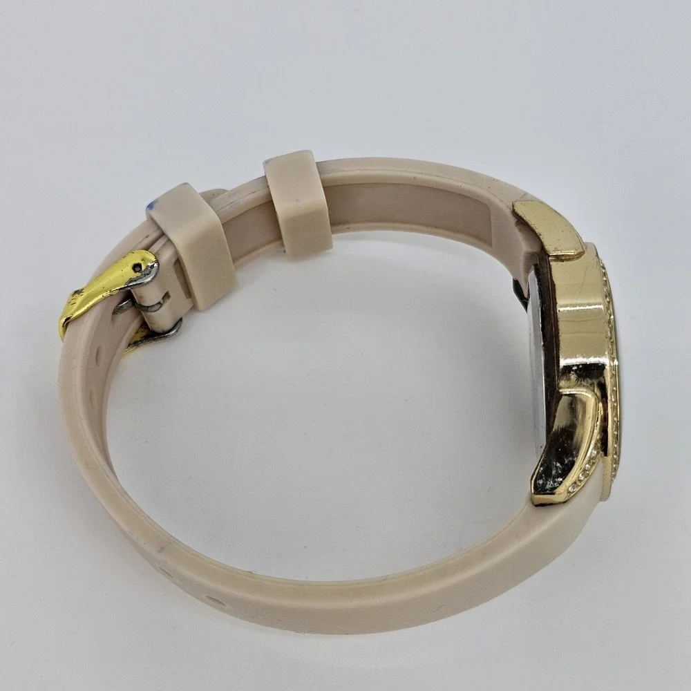 Embassy Women's Watch 34MM Gold Dial Cream Plastic Bands New Battery‎